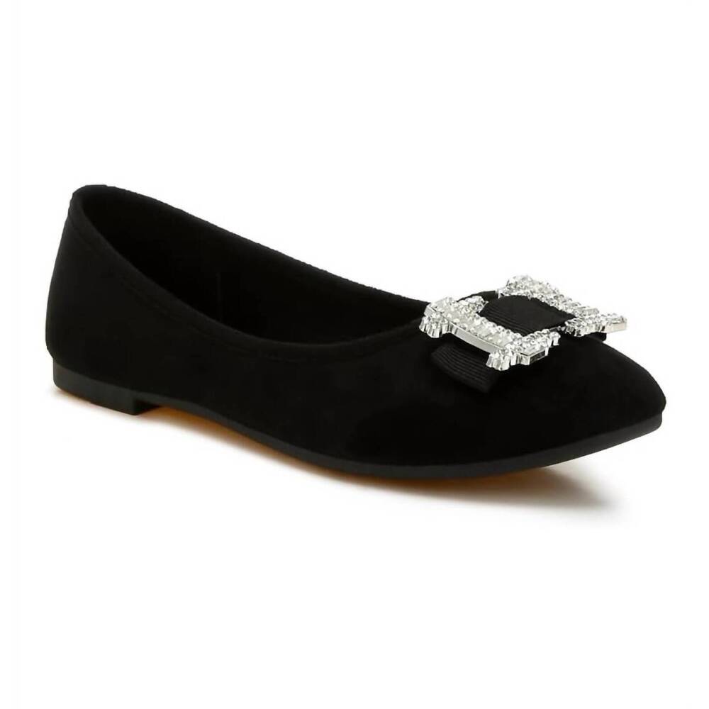NEW RAG COMPANY women's prajik rhinestone buckle detail ballerinas in black